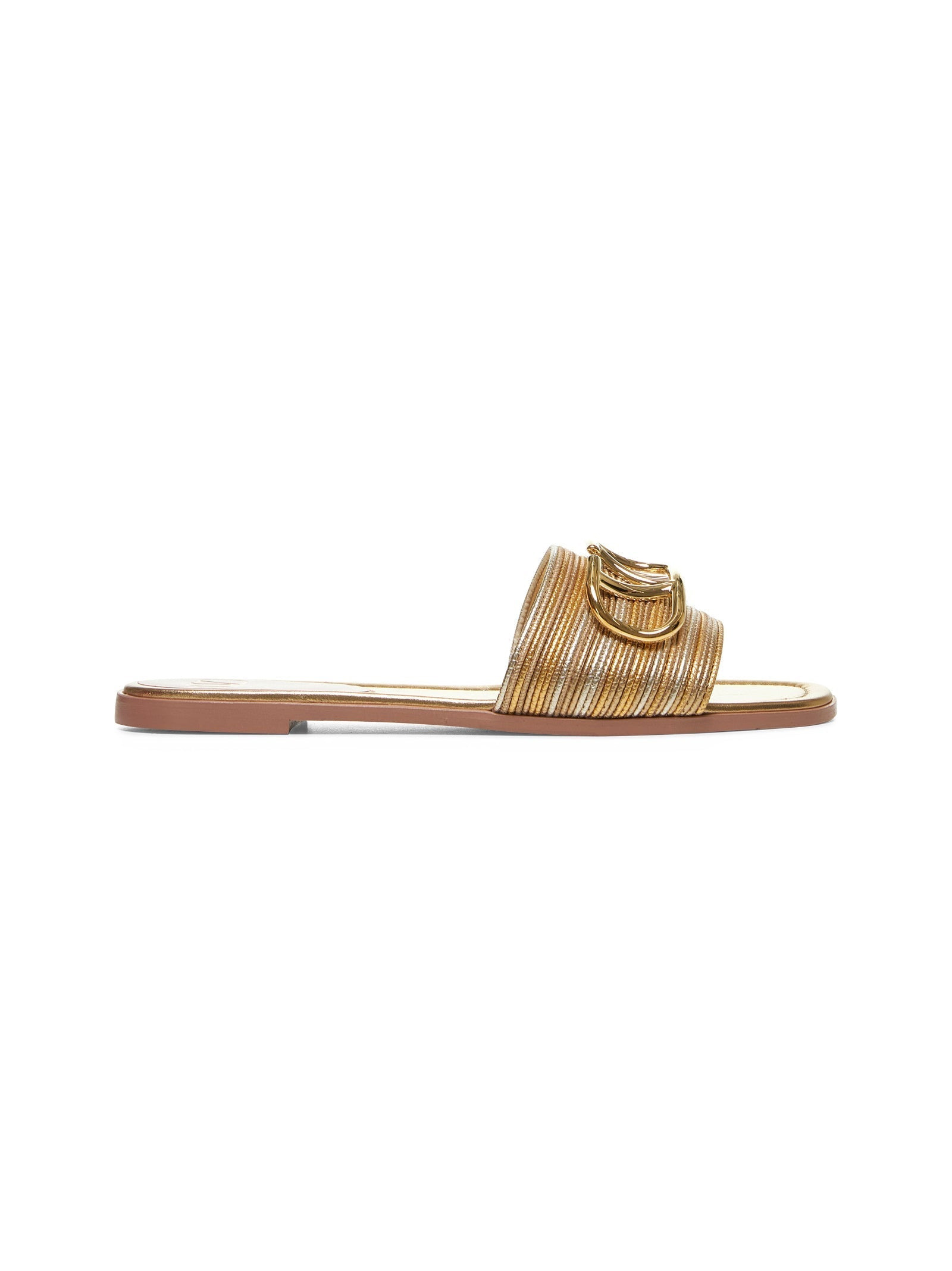 Valentino Garavani Women Gold Vlogo Signature Slide Sandals - 1