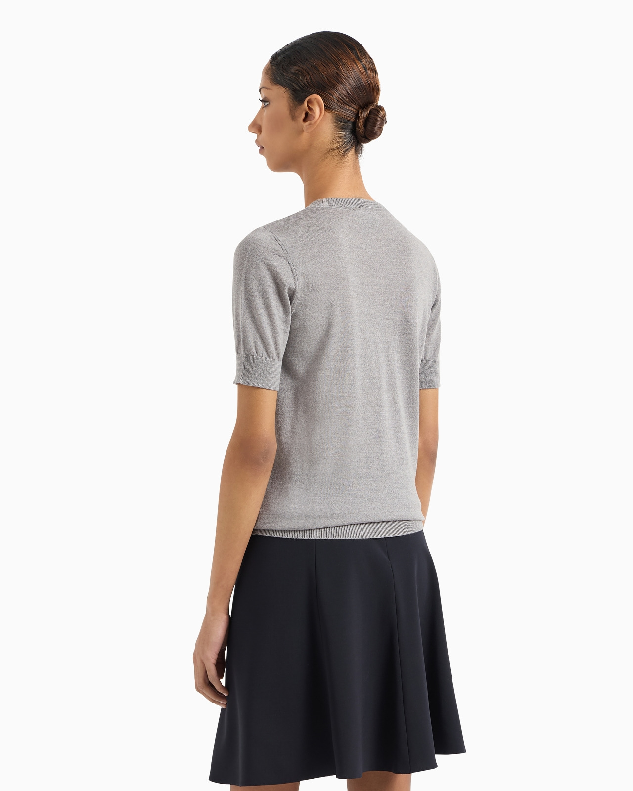 Short-sleeved jumper in plain-knit pure virgin wool - 3