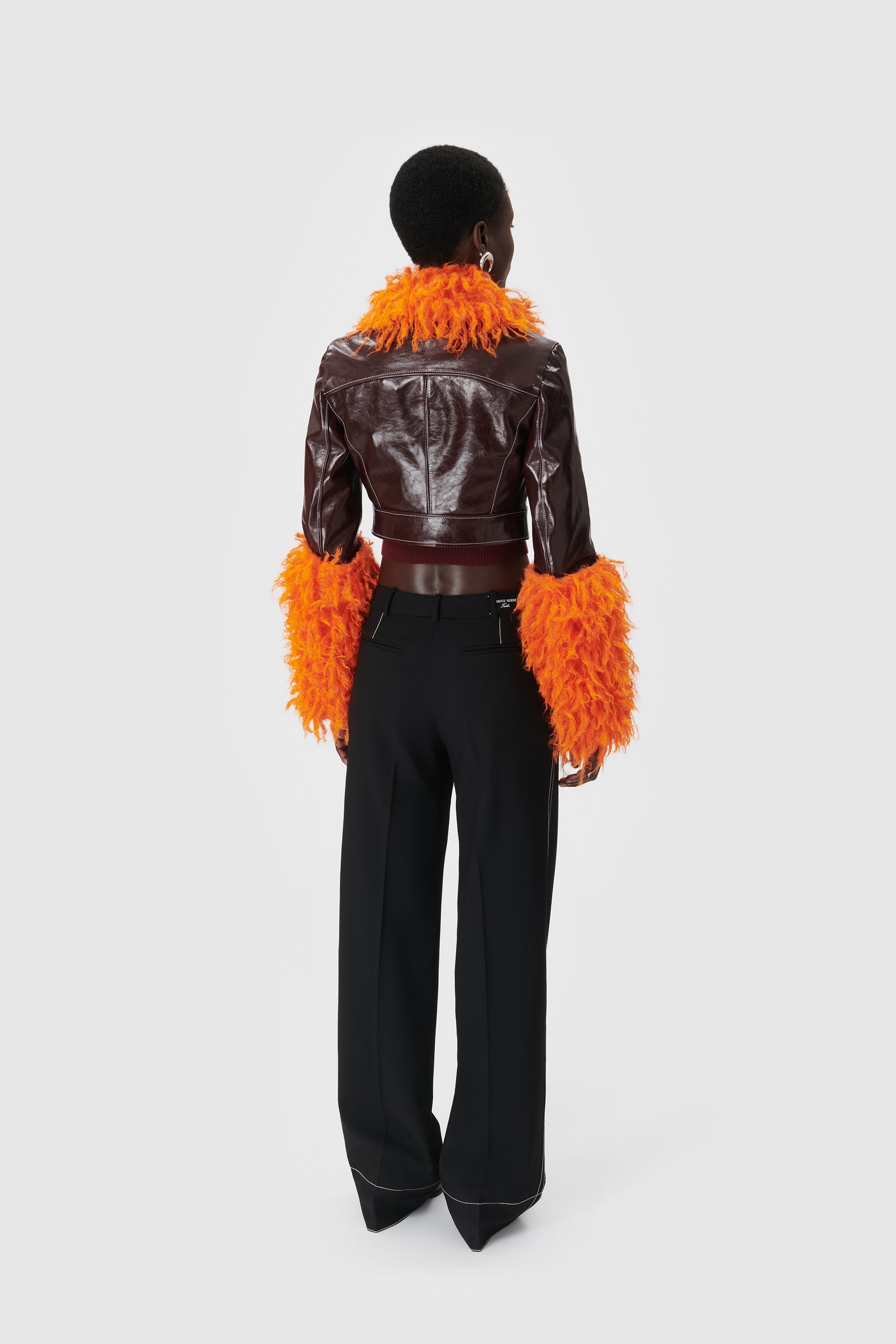Embossed Leather Cropped Jacket - 3