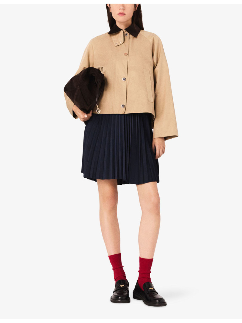 maje Contrast-Collar Trapeze Cotton-Blend Jacket outlook