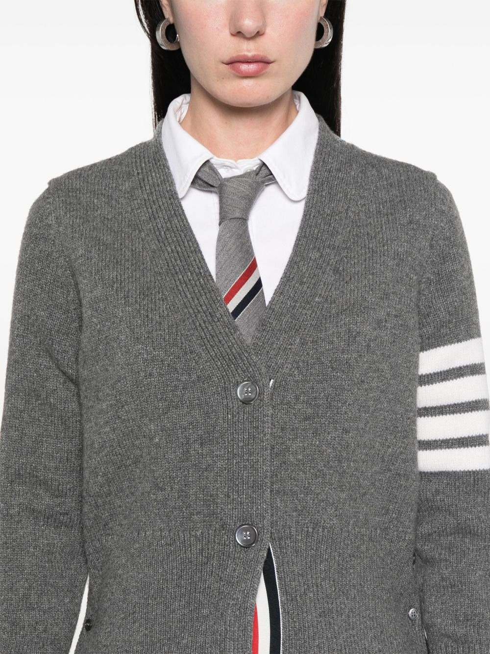 Geese-intarsia 4 Bar Stripes cardigan - 5