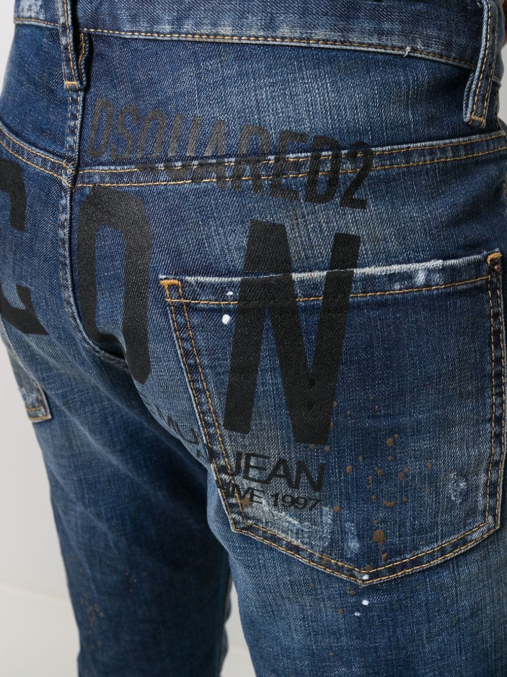 dirty-effect slim-fit jeans - 5