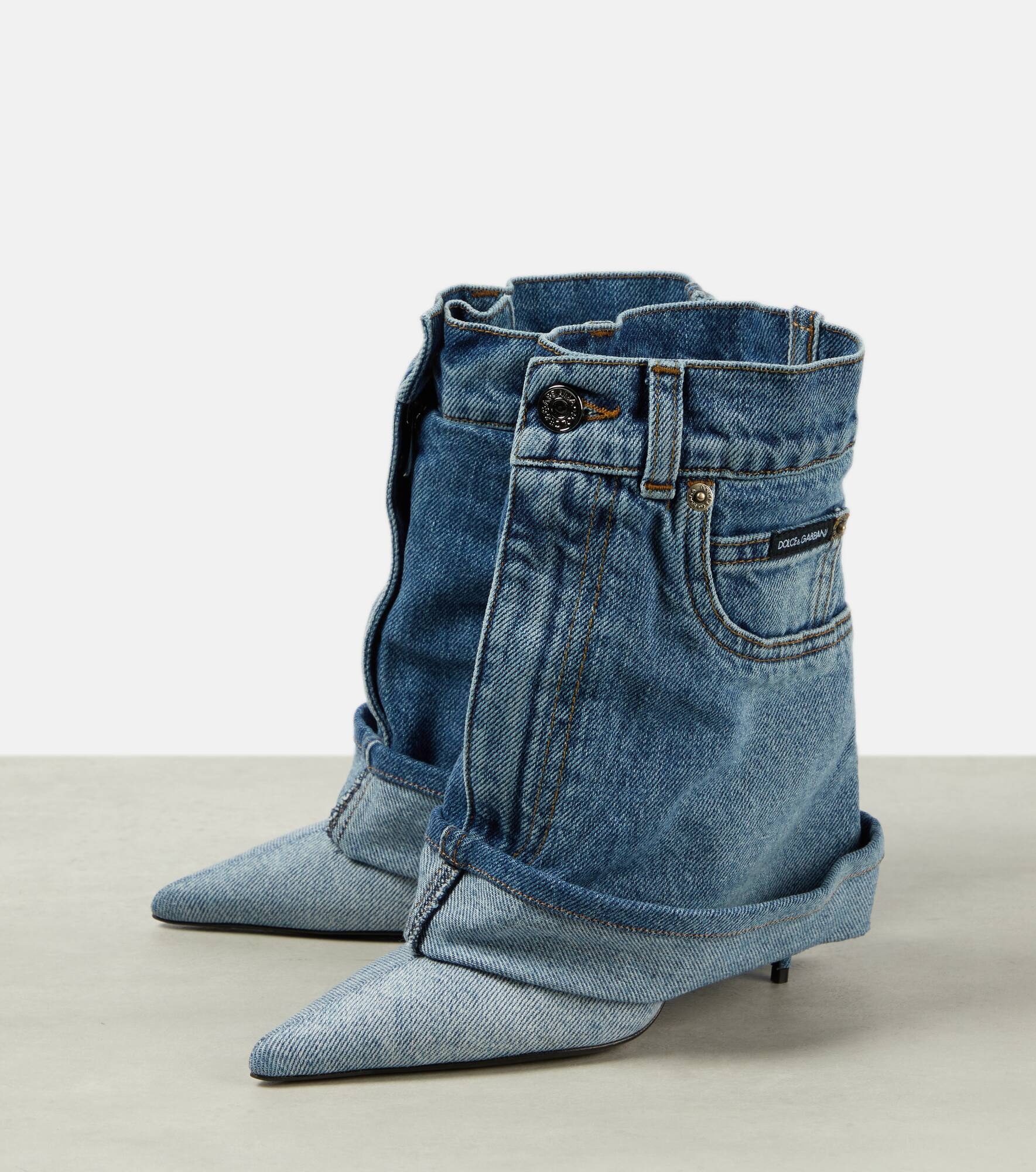 105 patchwork denim ankle boots - 5