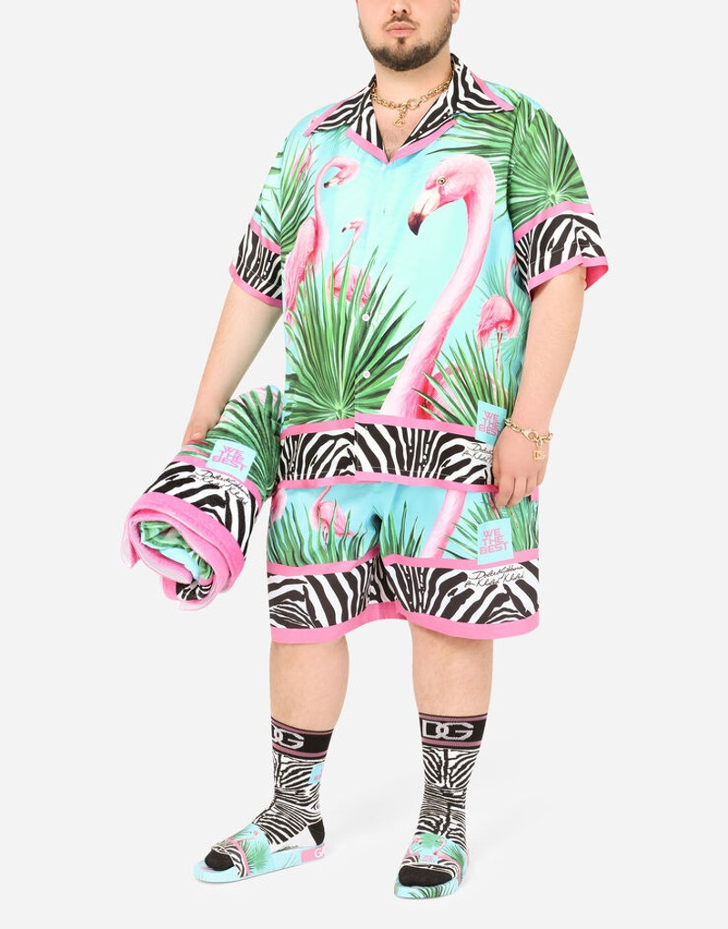 Dolce & Gabbana Flamingo-print terry cloth beach towel outlook