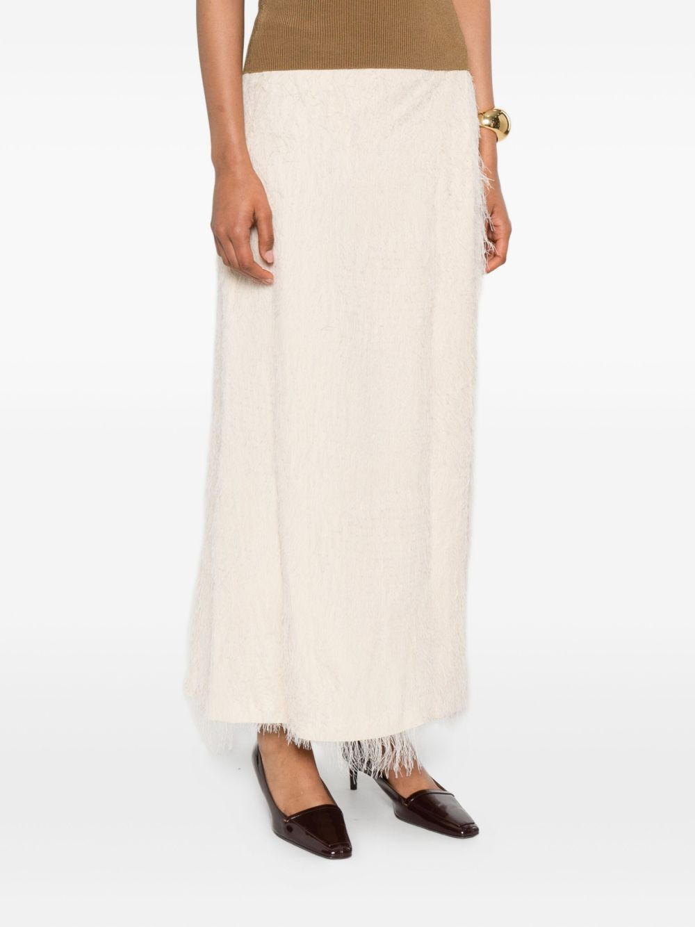 frayed silk skirt - 3