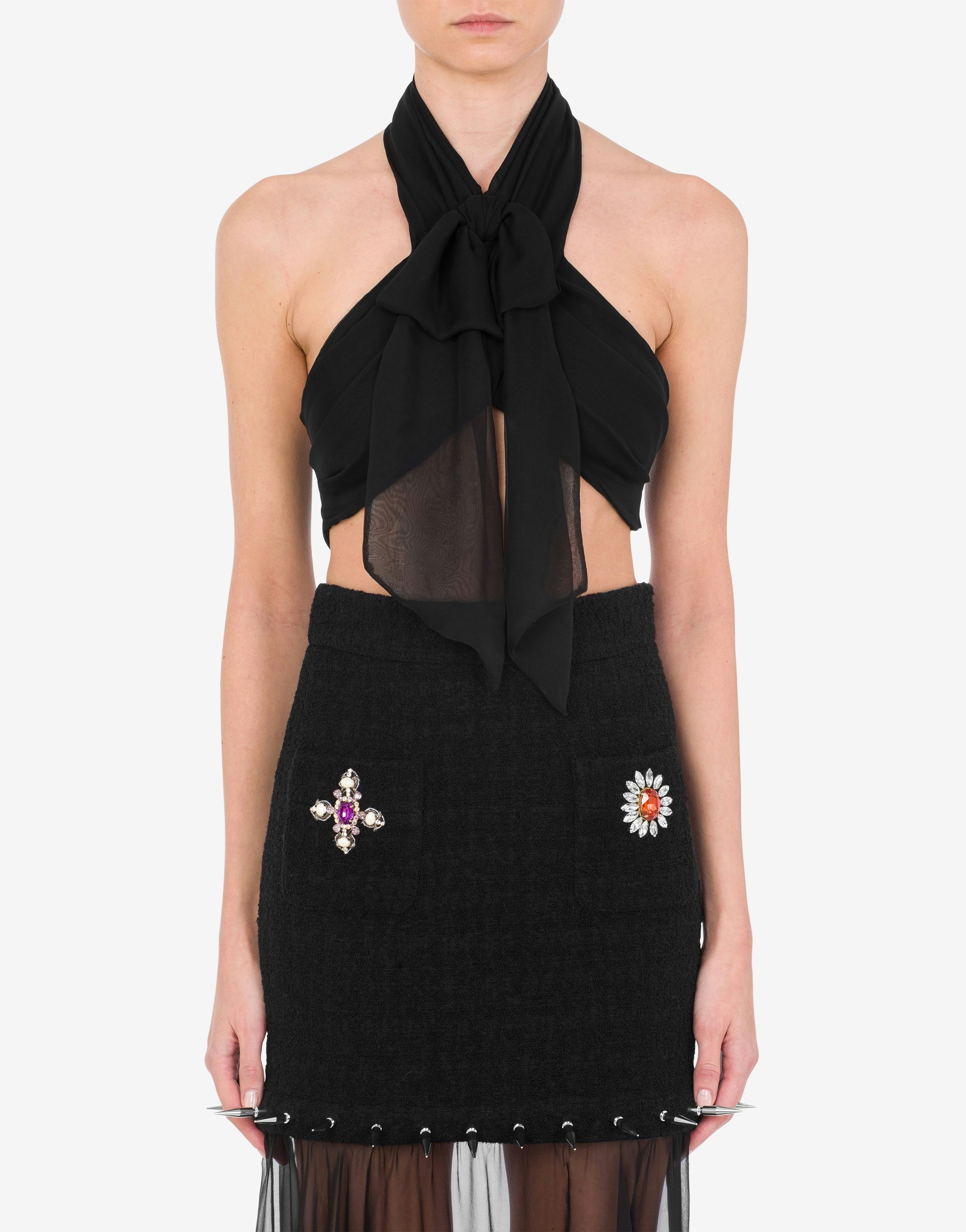 CHIFFON CROP TOP WITH BOW - 2
