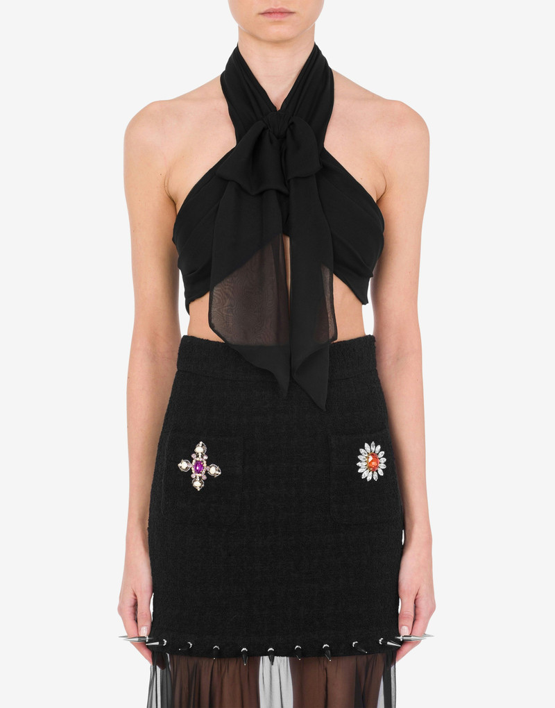 Moschino CHIFFON CROP TOP WITH BOW outlook