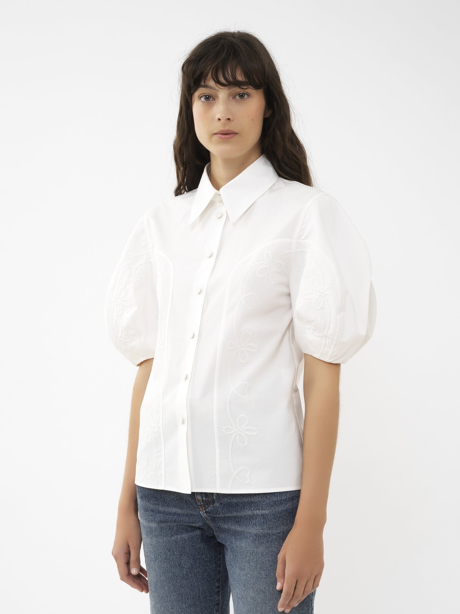 EMBROIDERED BALLOON-SLEEVE SHIRT - 4