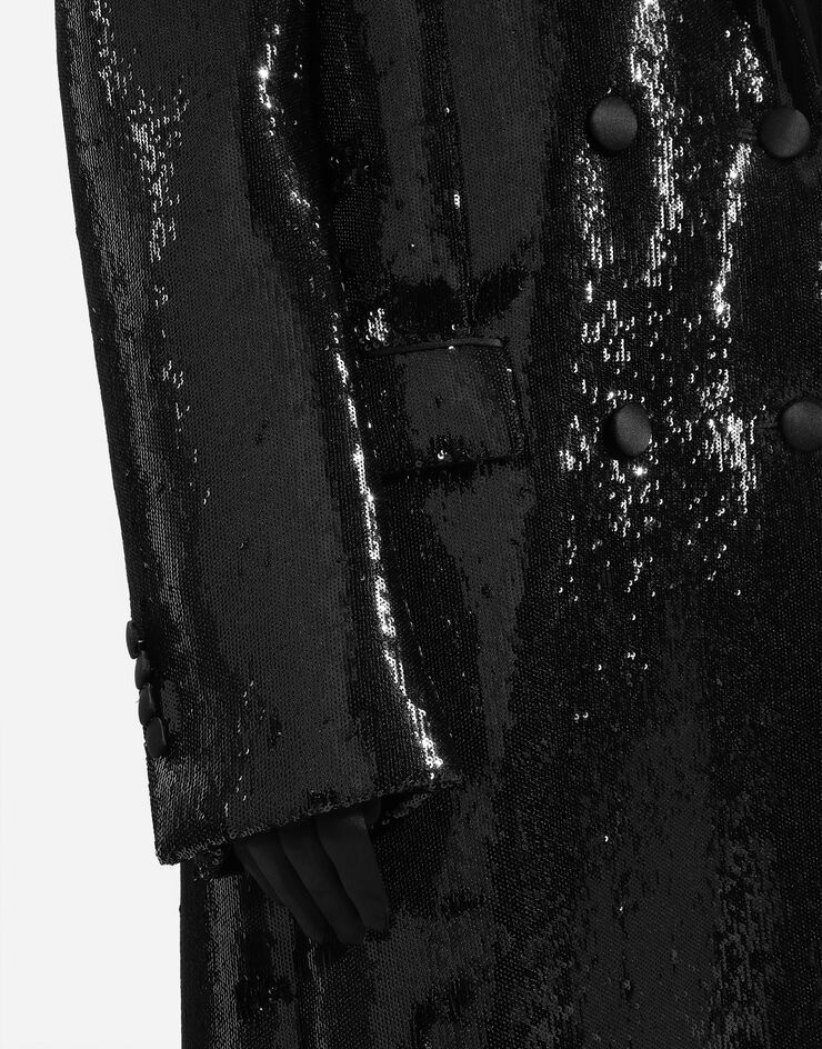 Micro-sequined double-breasted coat - 9