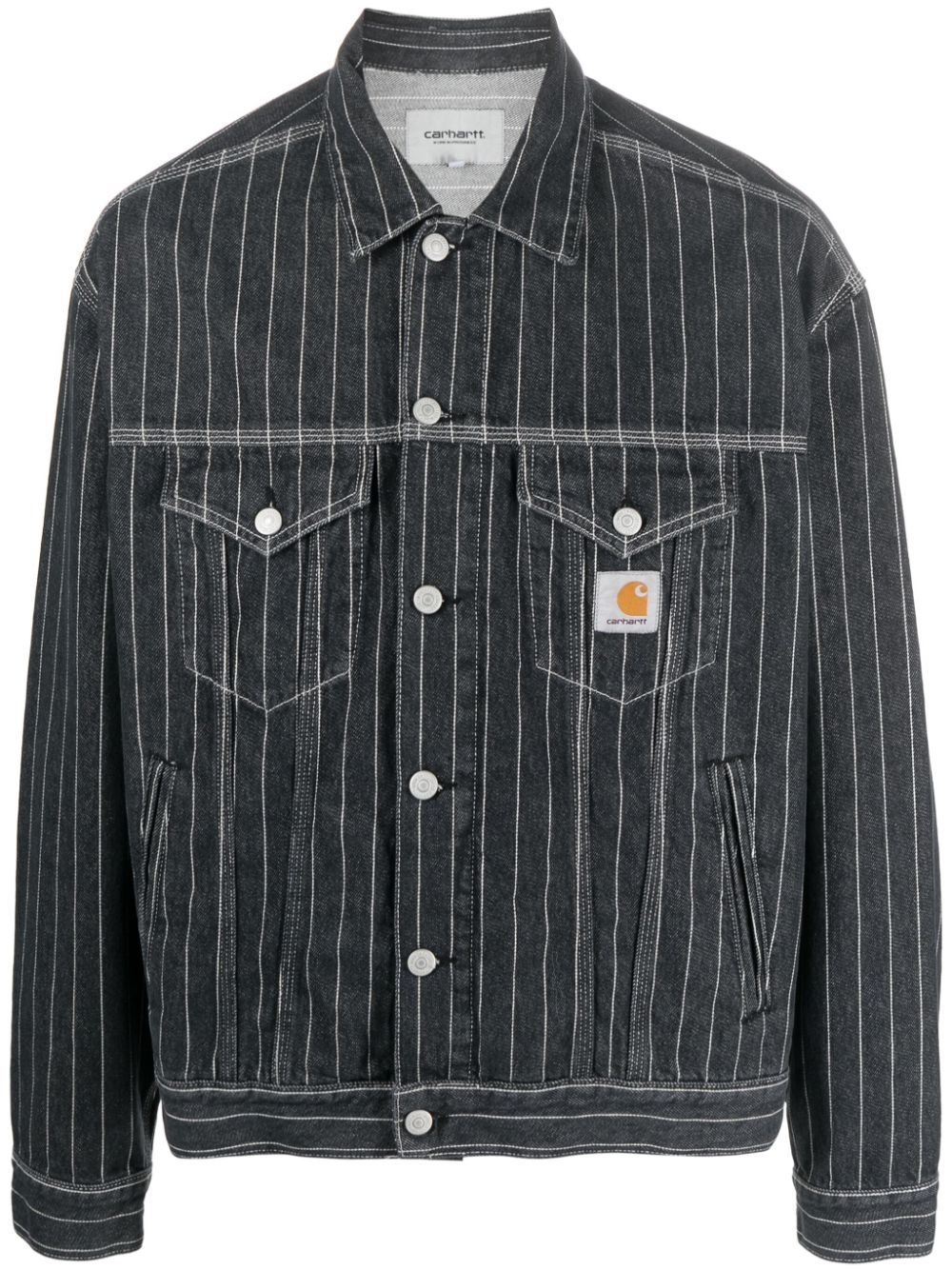 Orlean stripe-pattern denim jacket - 1