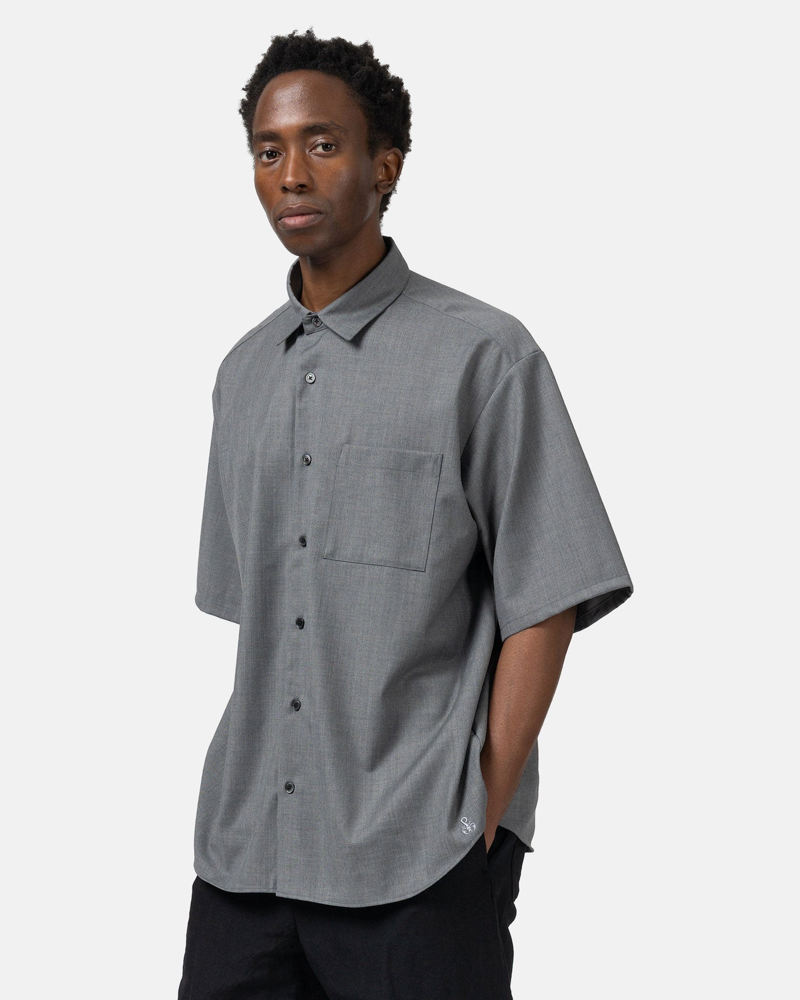 トップス SOPHNET. SUMMER STRETCH WOOL S/S SHIRT SOPHNET. Summer Stretch Wool S/S Shirt Grey | havenshop