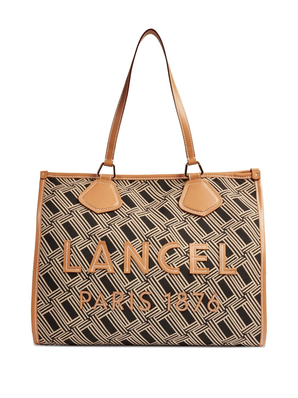 large monogram leather-trimmed tote bag - 2