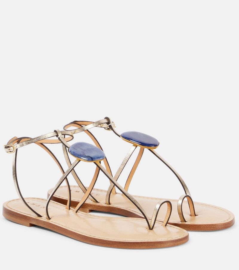 Cairo embellished metallic leather sandals 1