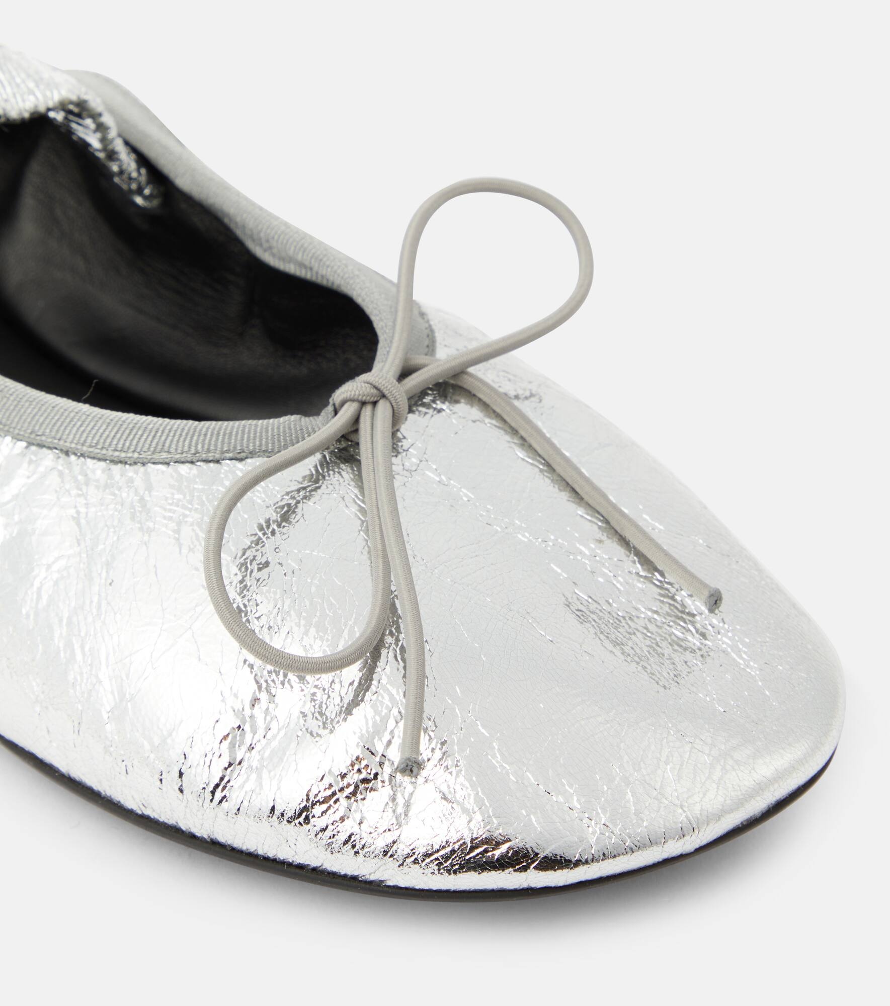 Metallic leather ballet flats - 6