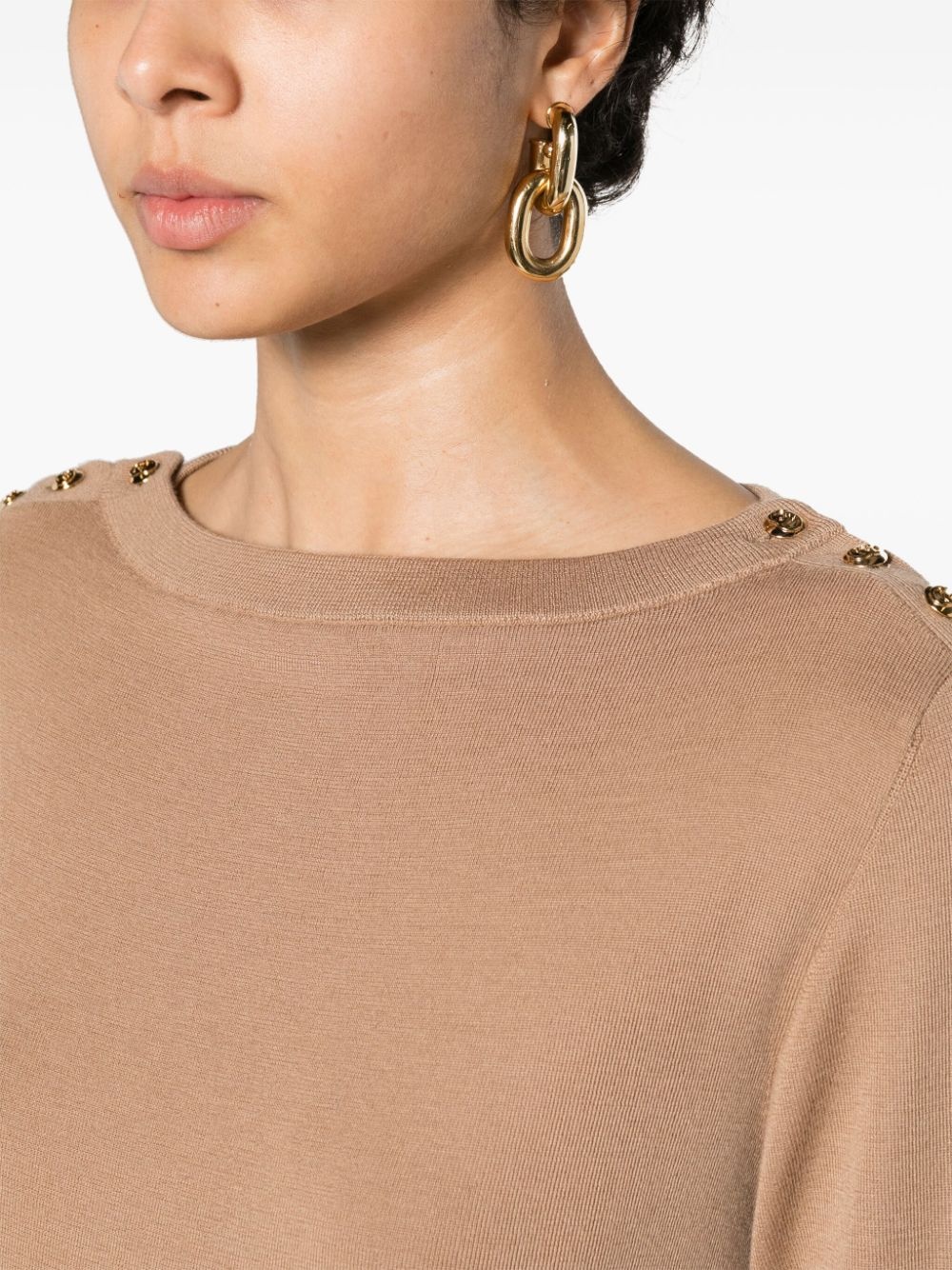 shoulder button cashmere jumper - 5