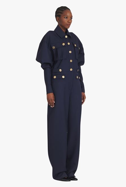 Navy blue wool jumpsuit - 6