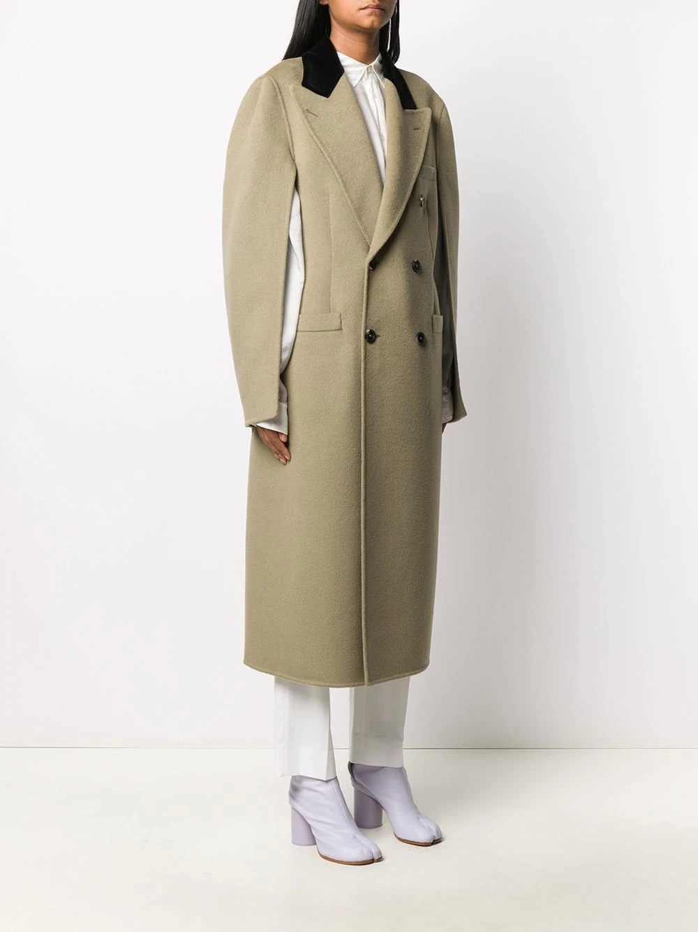 double-breasted mid-length coat - 3