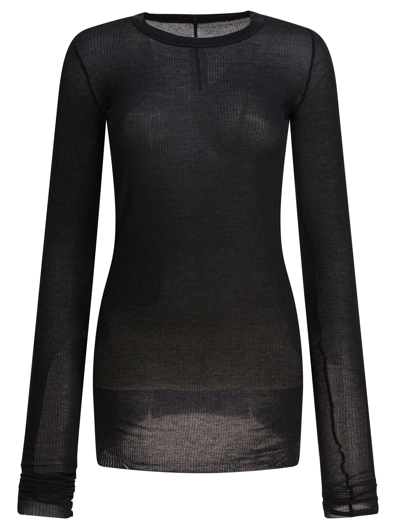 Rick Owens Ribbed Viscose And Wool T-shirt - 1