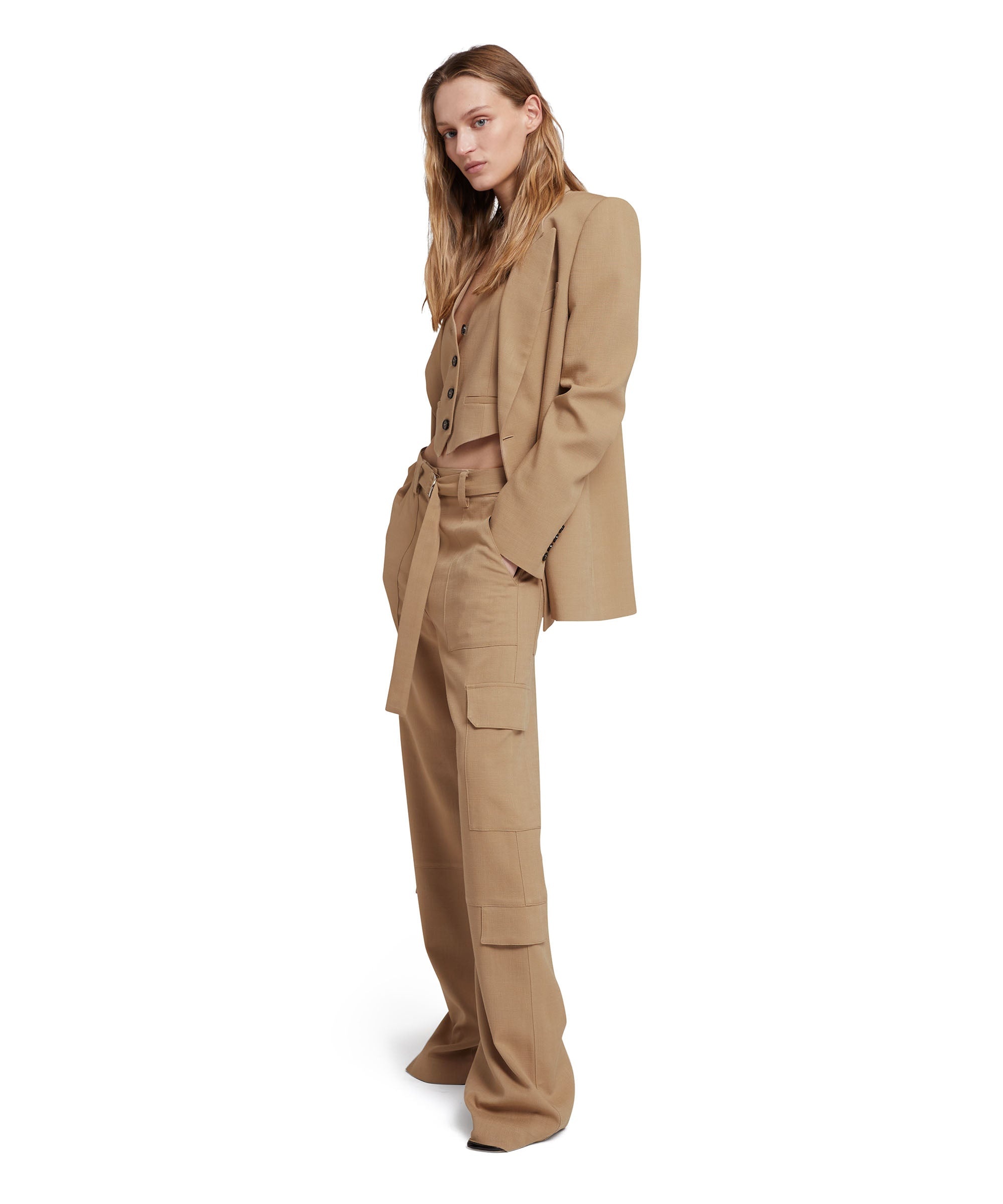 Flamed viscose canvas double-breasted jacket with fluid fabric lining and "desert flowers" print - 5