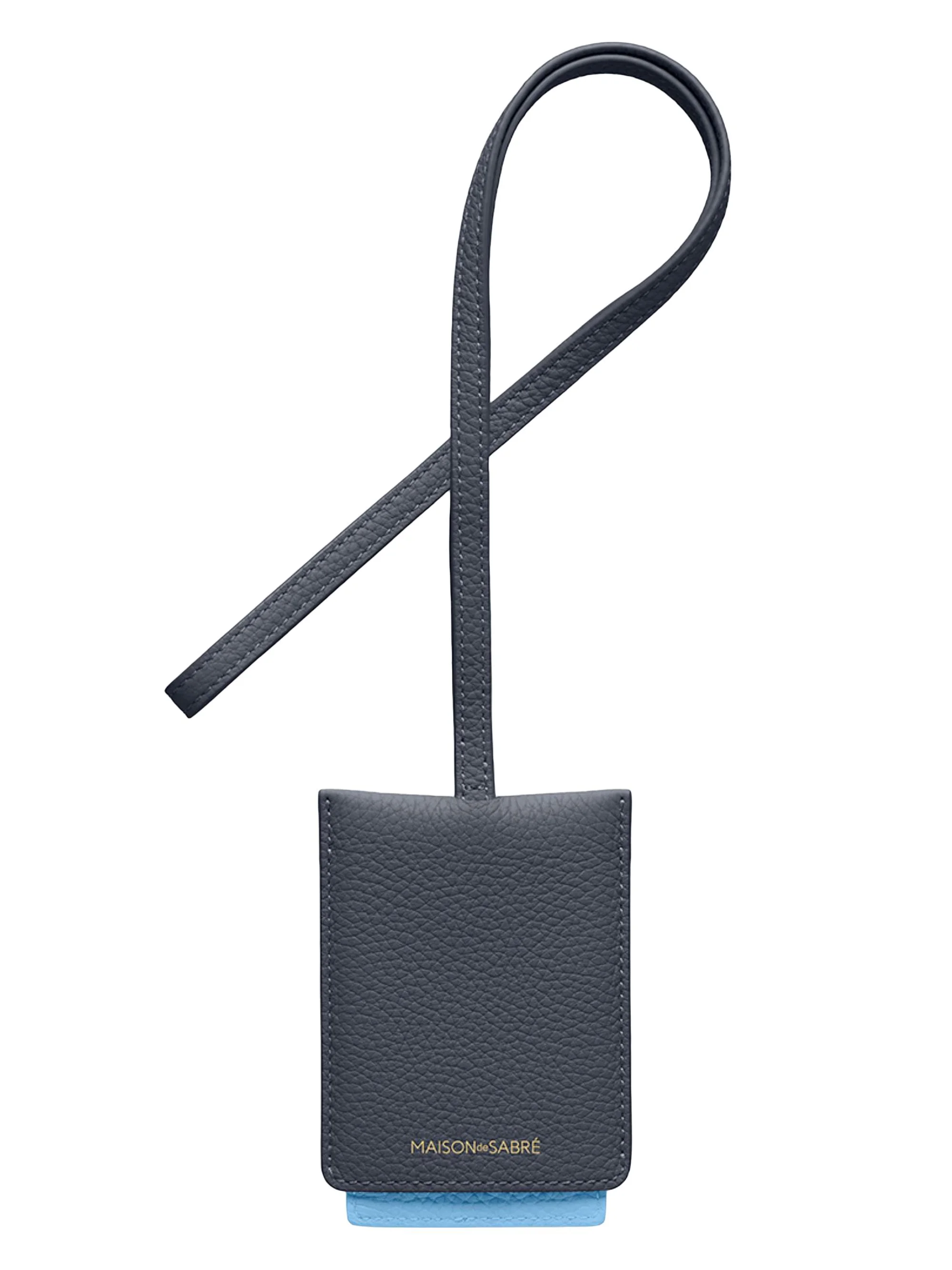 Leather ID Lanyard Holder - Graphite Sky - 1