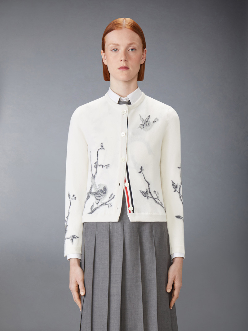 Thom Browne SCENIC BIRDS INTARSIA CASHMERE CARDIGAN outlook