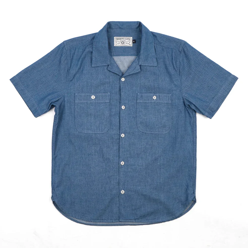 Dayton 5oz Short Sleeve Blue Herringbone - 1