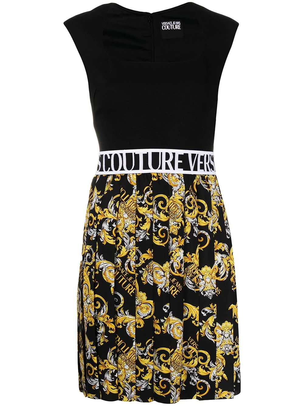 Logo Baroque-print panelled dress - 1