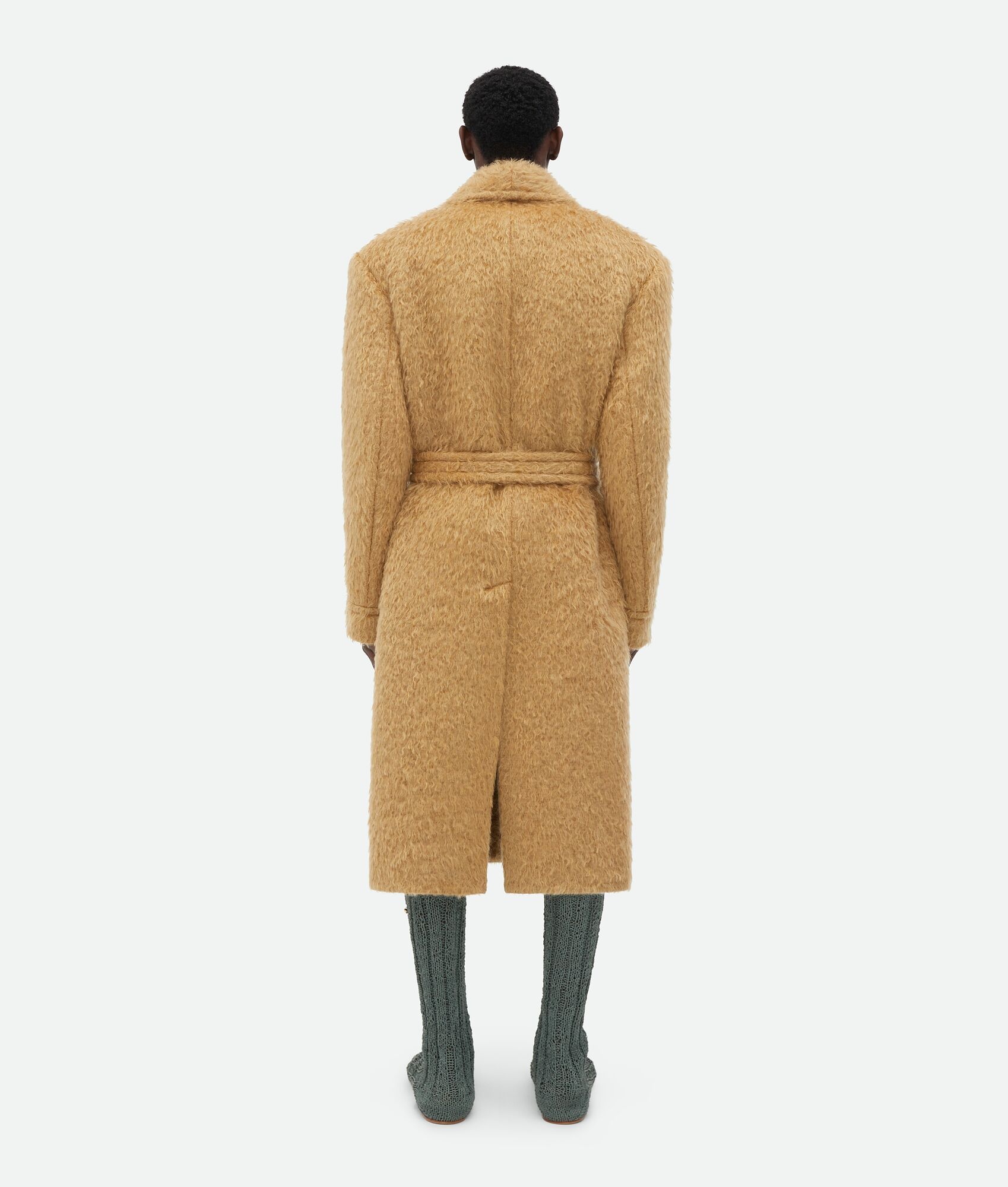 Hairy Wool Mohair Belted Coat - 3