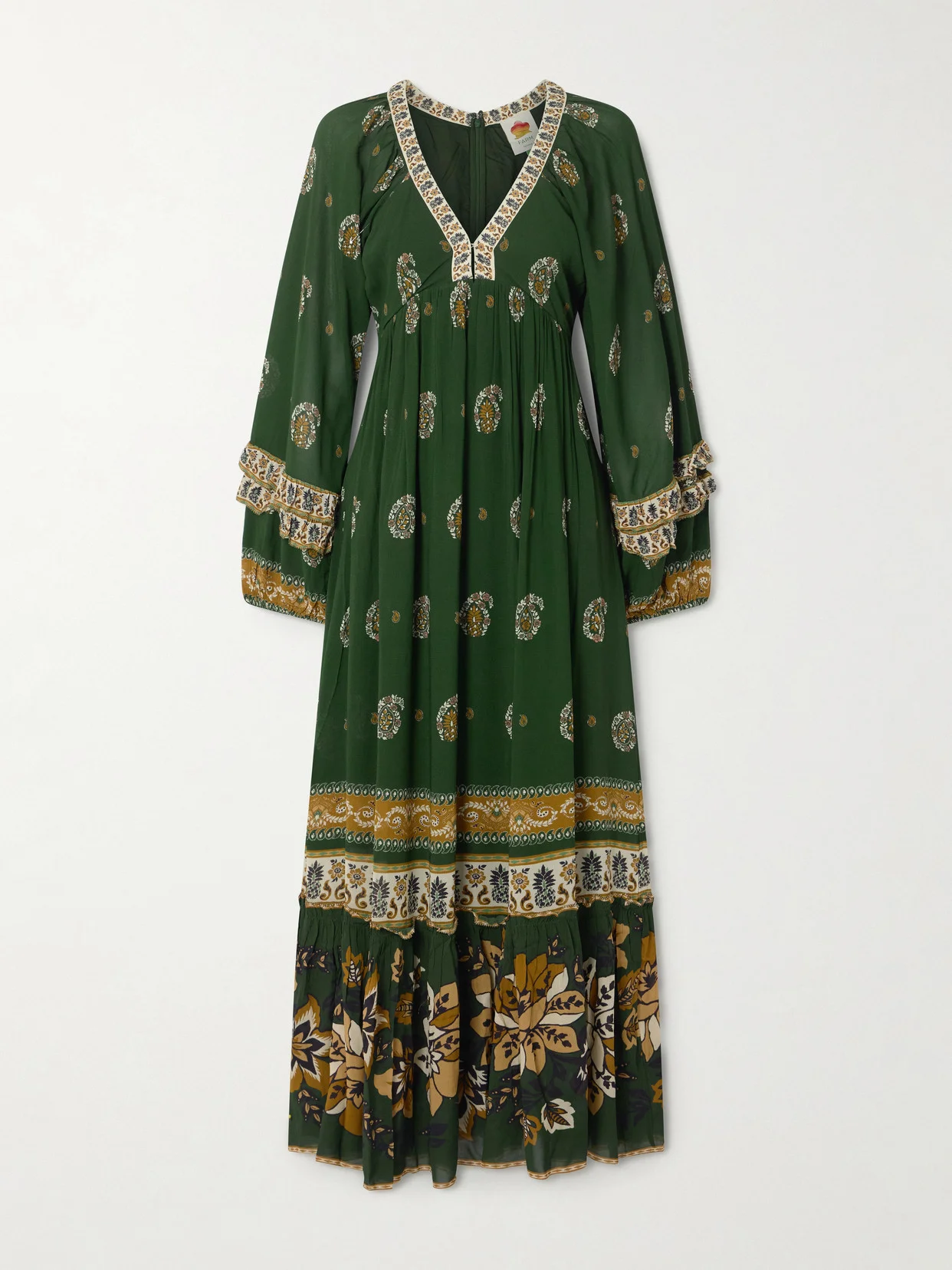 Ayla Ruffled Printed Chiffon Maxi Dress - 1