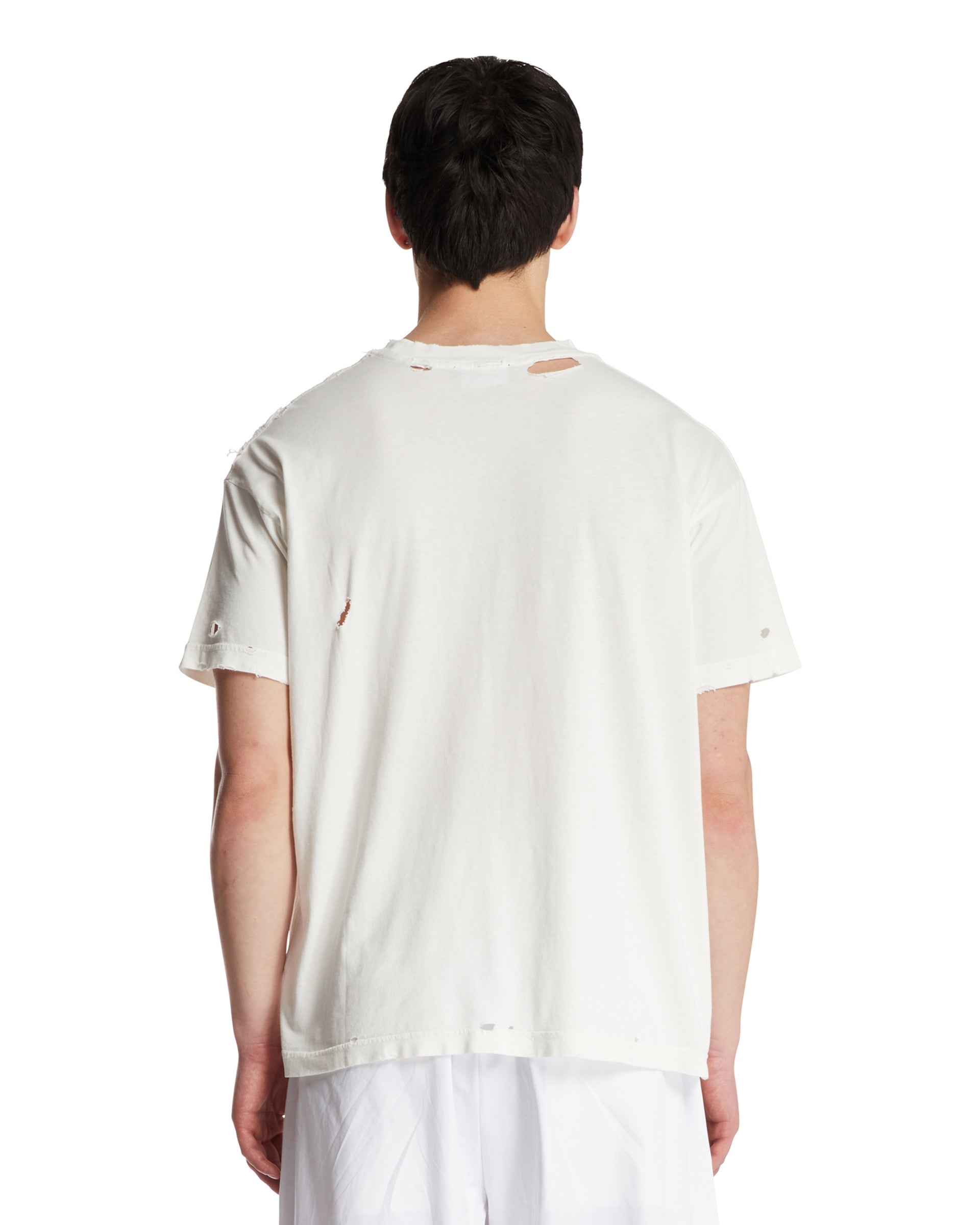 White Cotton T-Shirt with Print - 3