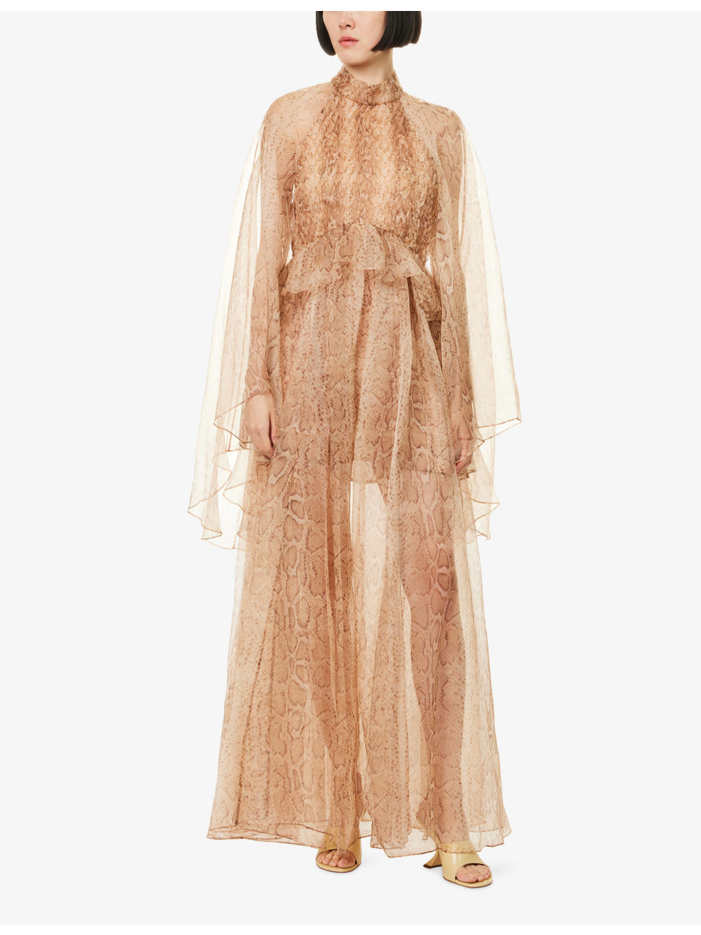 Memento Smocked Flutter Silk Maxi Dress - 3