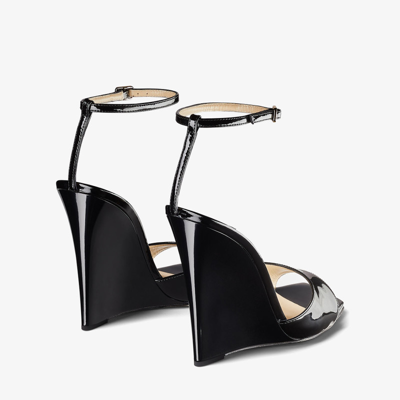 Brien 110 Black Patent Leather Wedge Sandals 5