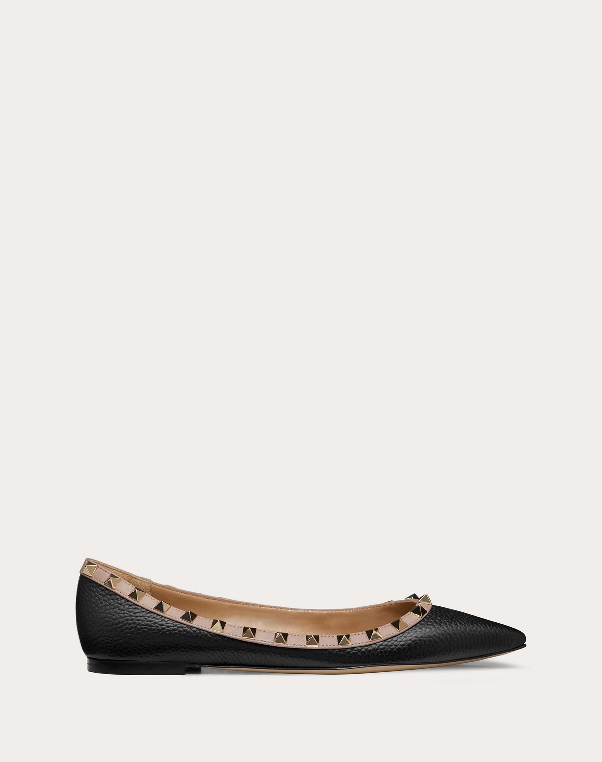 Rockstud Grainy Calfskin Ballet Flat - 1