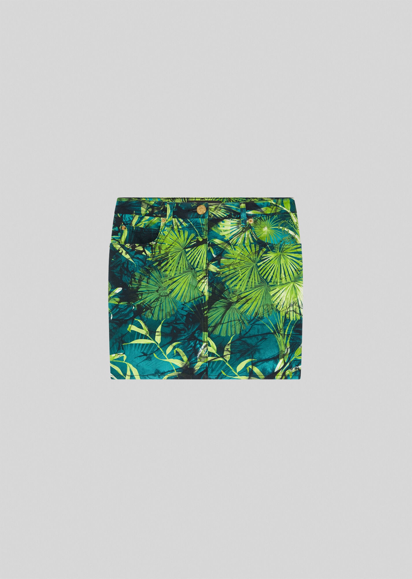 Jungle Print Denim Skirt - 1