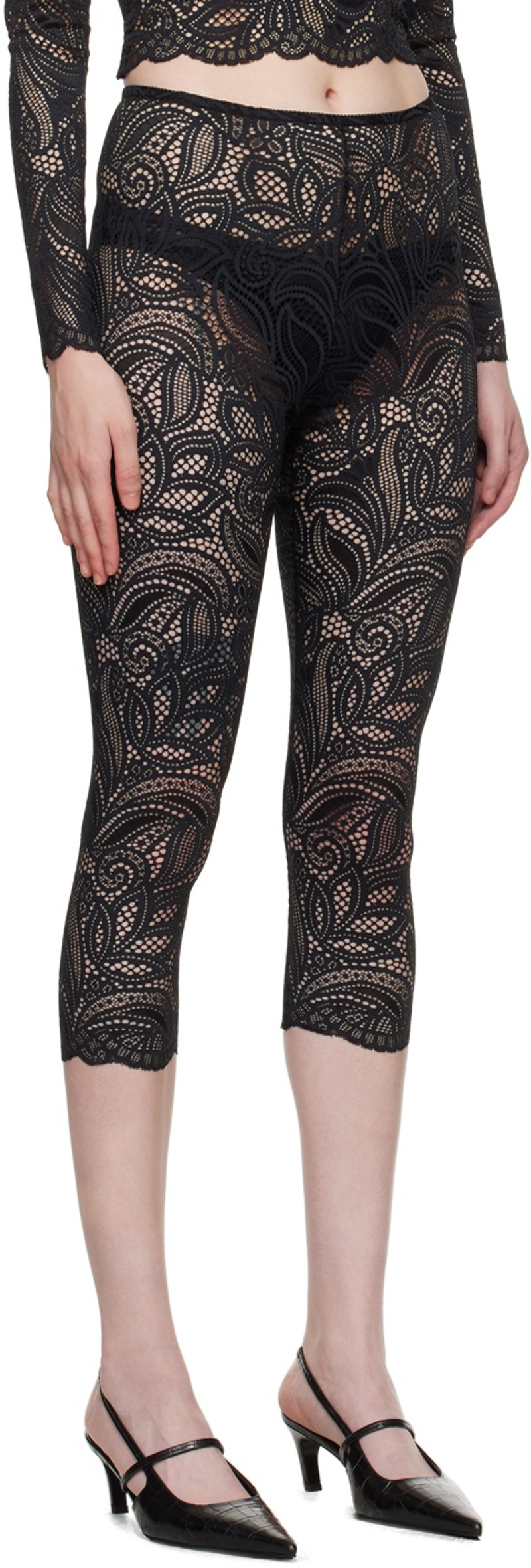 beaufille Black Cassia Capri Leggings outlook
