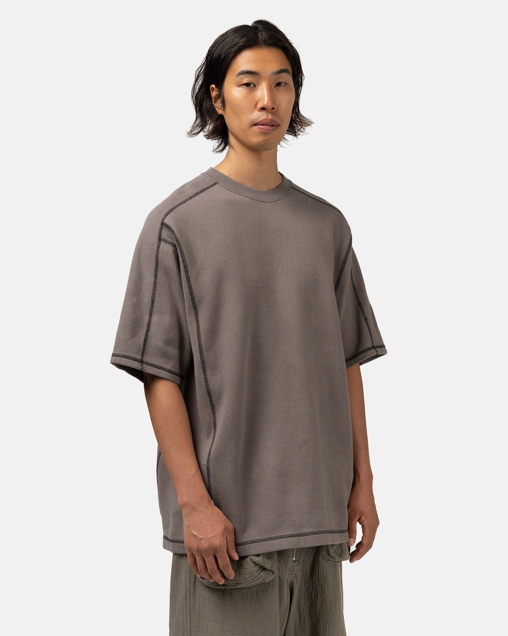 Crew Neck Dbl Knit Short Sleeve Charcoal - 4