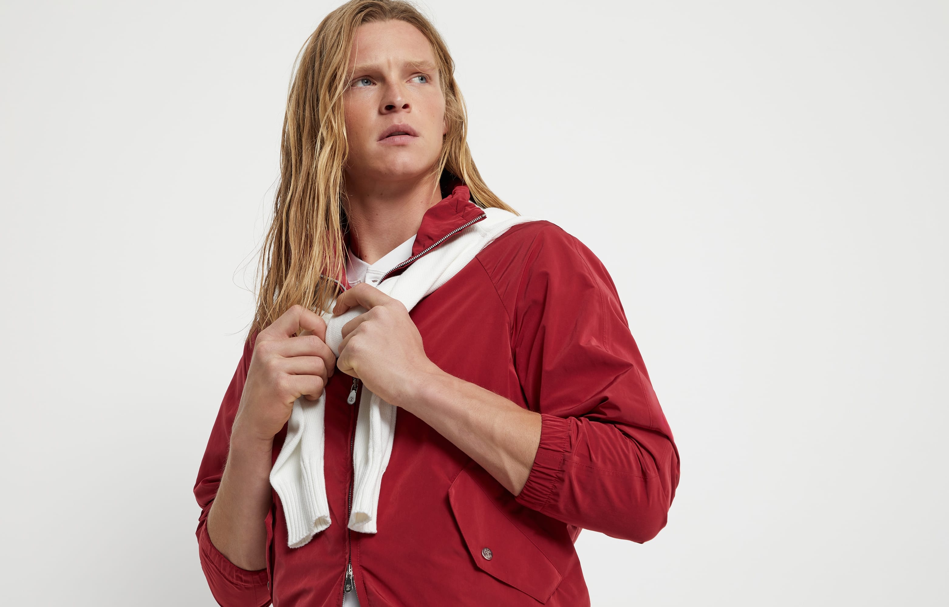 Water-resistant microfiber unlined outerwear jacket with packable hood and heat-bonded seams - 6