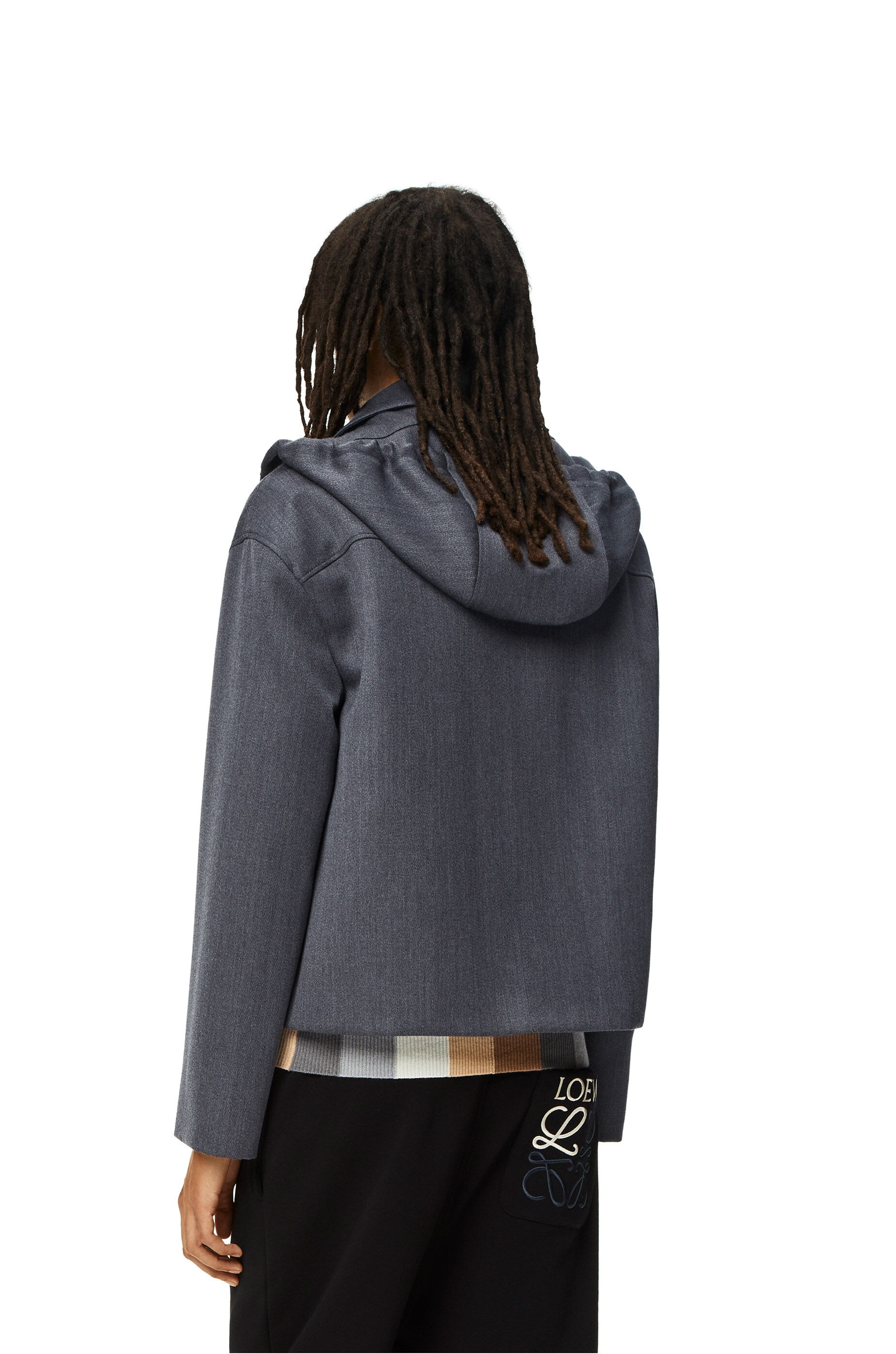 Hooded Anagram zip parka in wool - 4