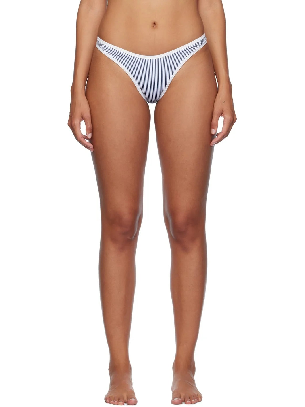 Blue & White Dove Striped Classic Bikini Bottom - 1