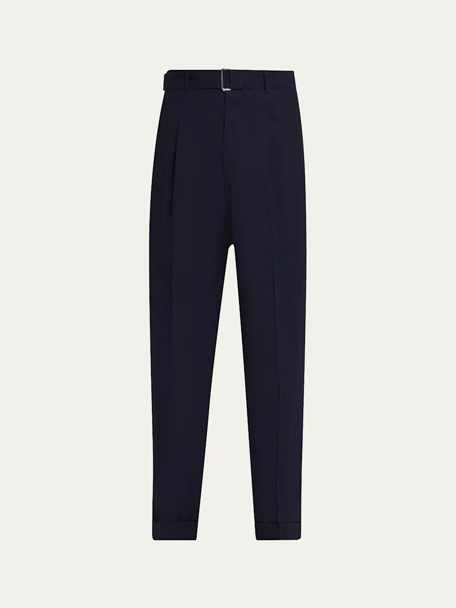 Men's Evan Poplin Belted Wide-Leg Pants - 1