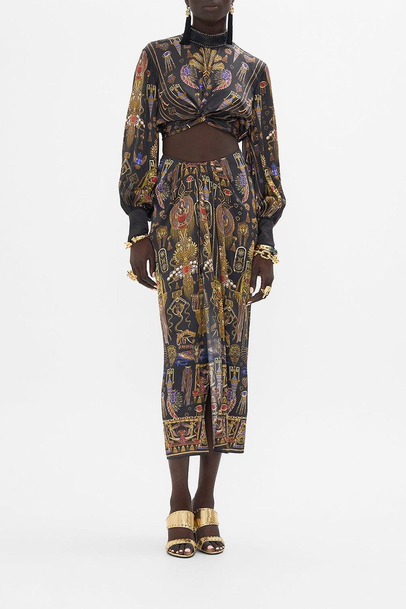 CAMILLA DRAPE FRONT SKIRT WITH SPLIT outlook
