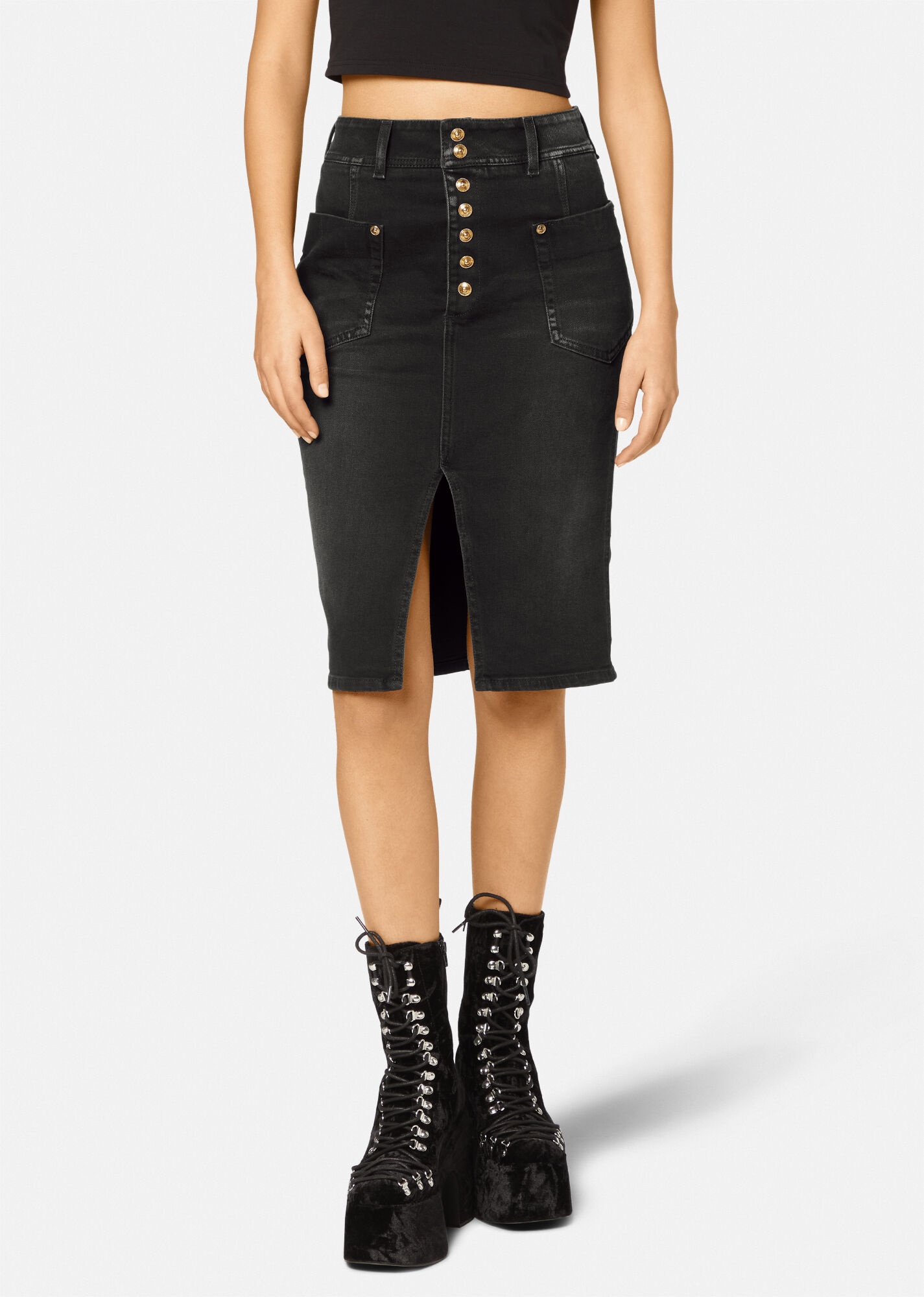 Midi Denim Skirt - 3