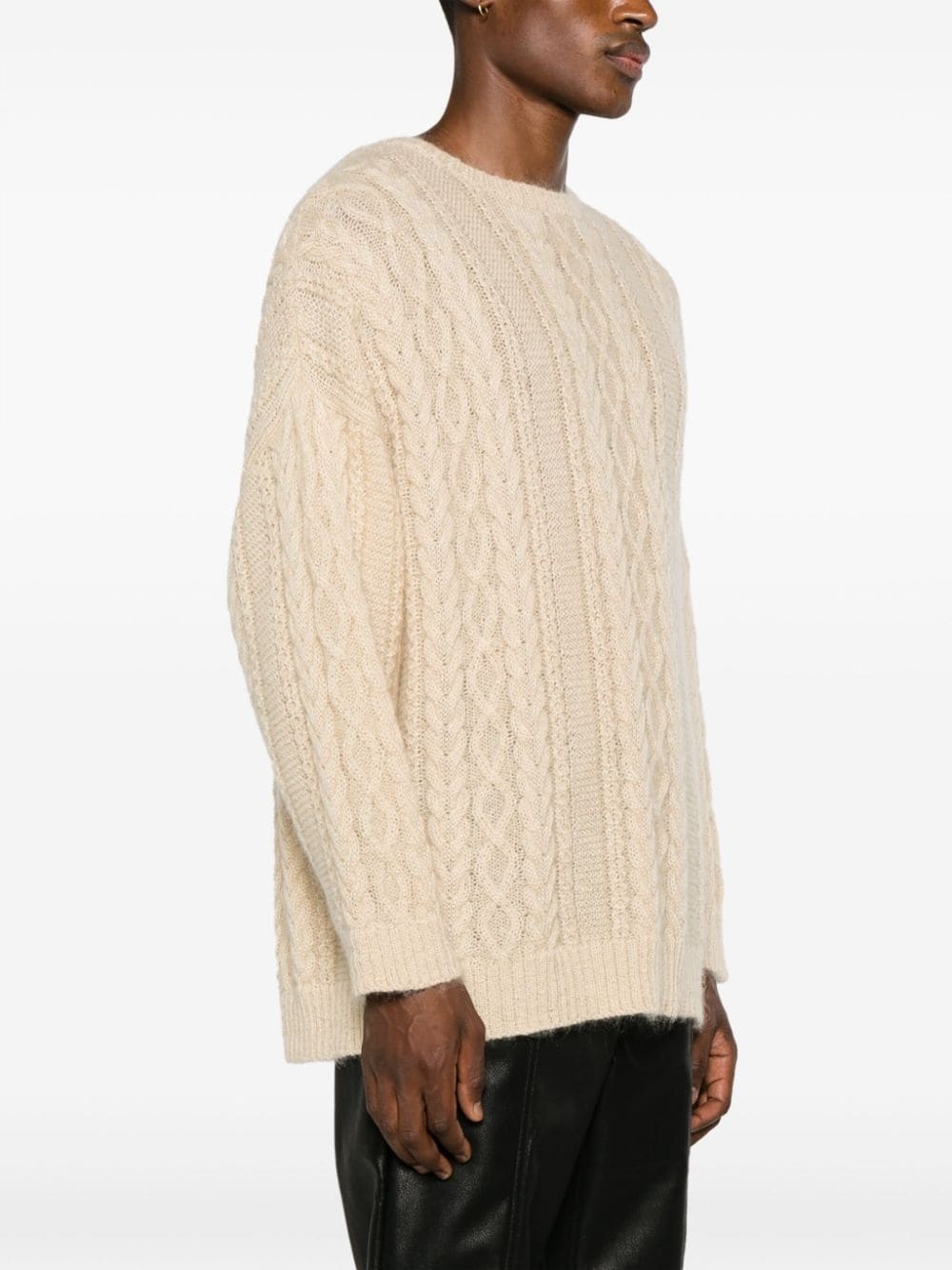 cable-knit crew-neck jumper - 3