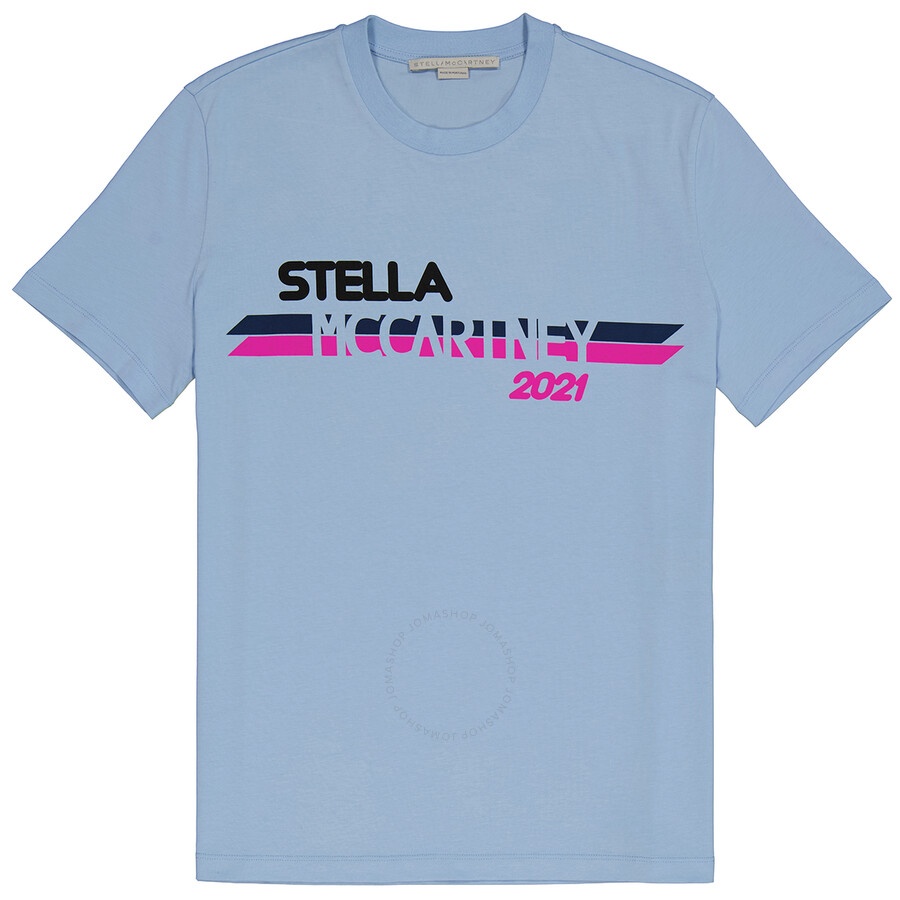 Stella McCartney Ladies Light Blue Moto Logo Print T-shirt - 1