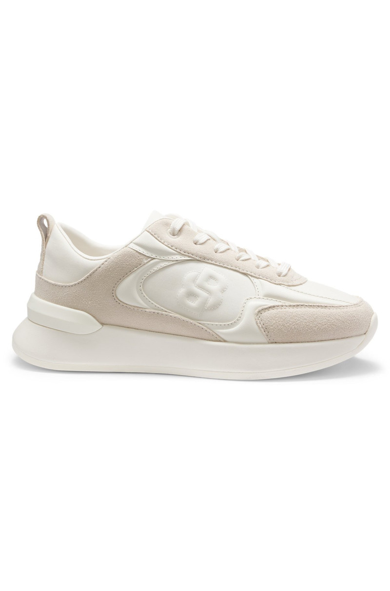 SUEDE-TRIM TRAINERS IN FAUX LEATHER 1