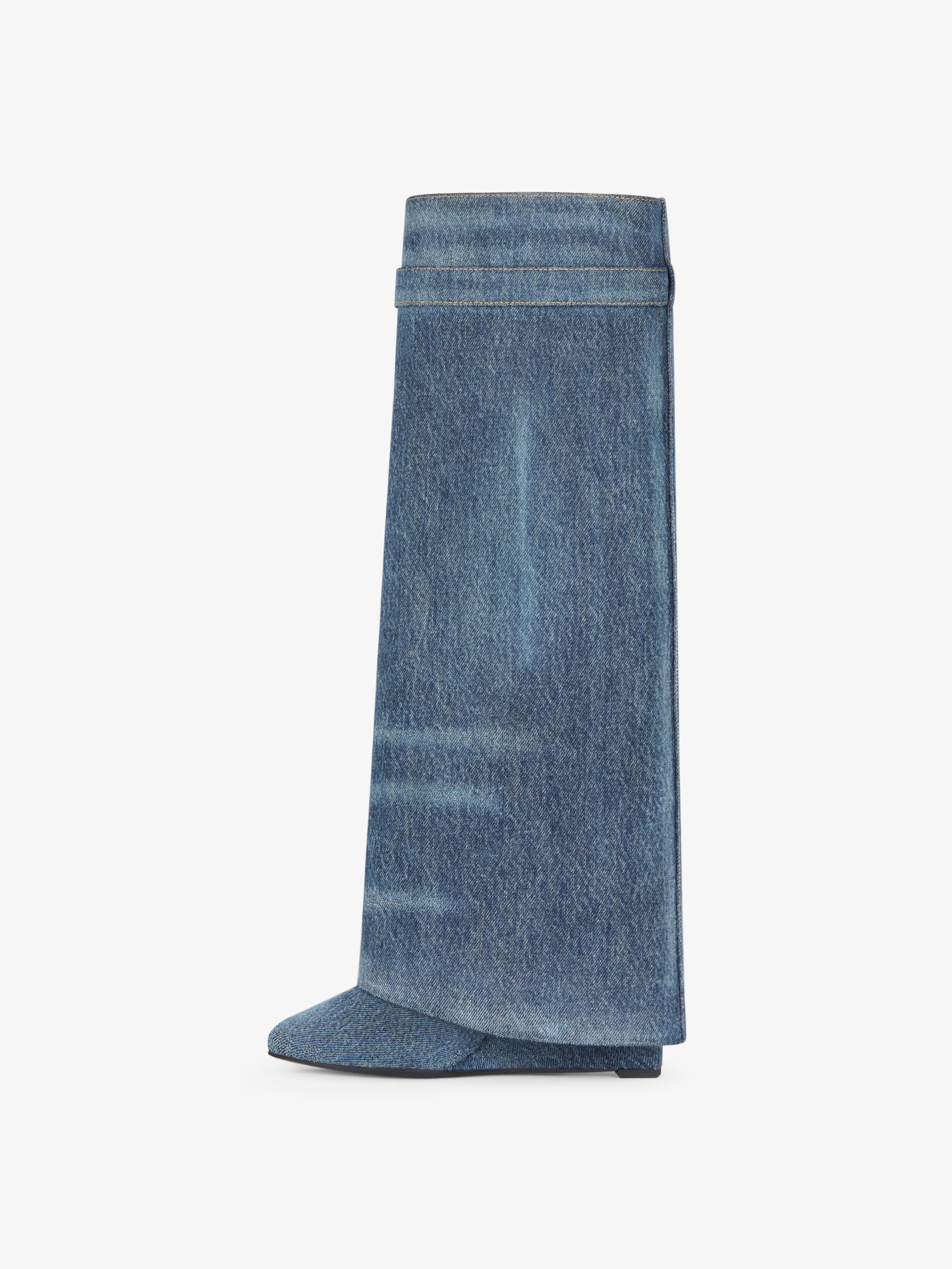 SHARK LOCK BOOTS IN WASHED DENIM - 5