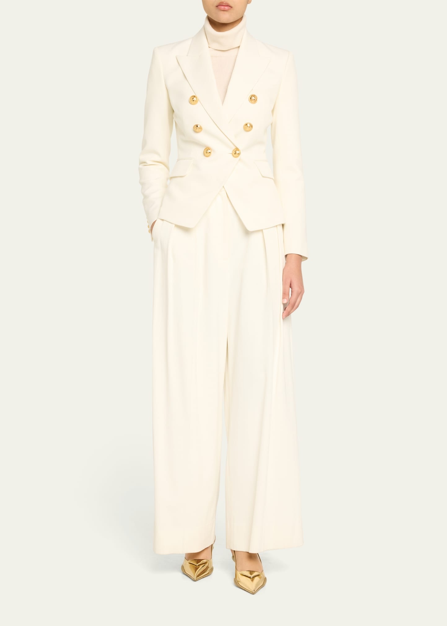 Classic Double-Breasted Fitted Wool Jacket - 2