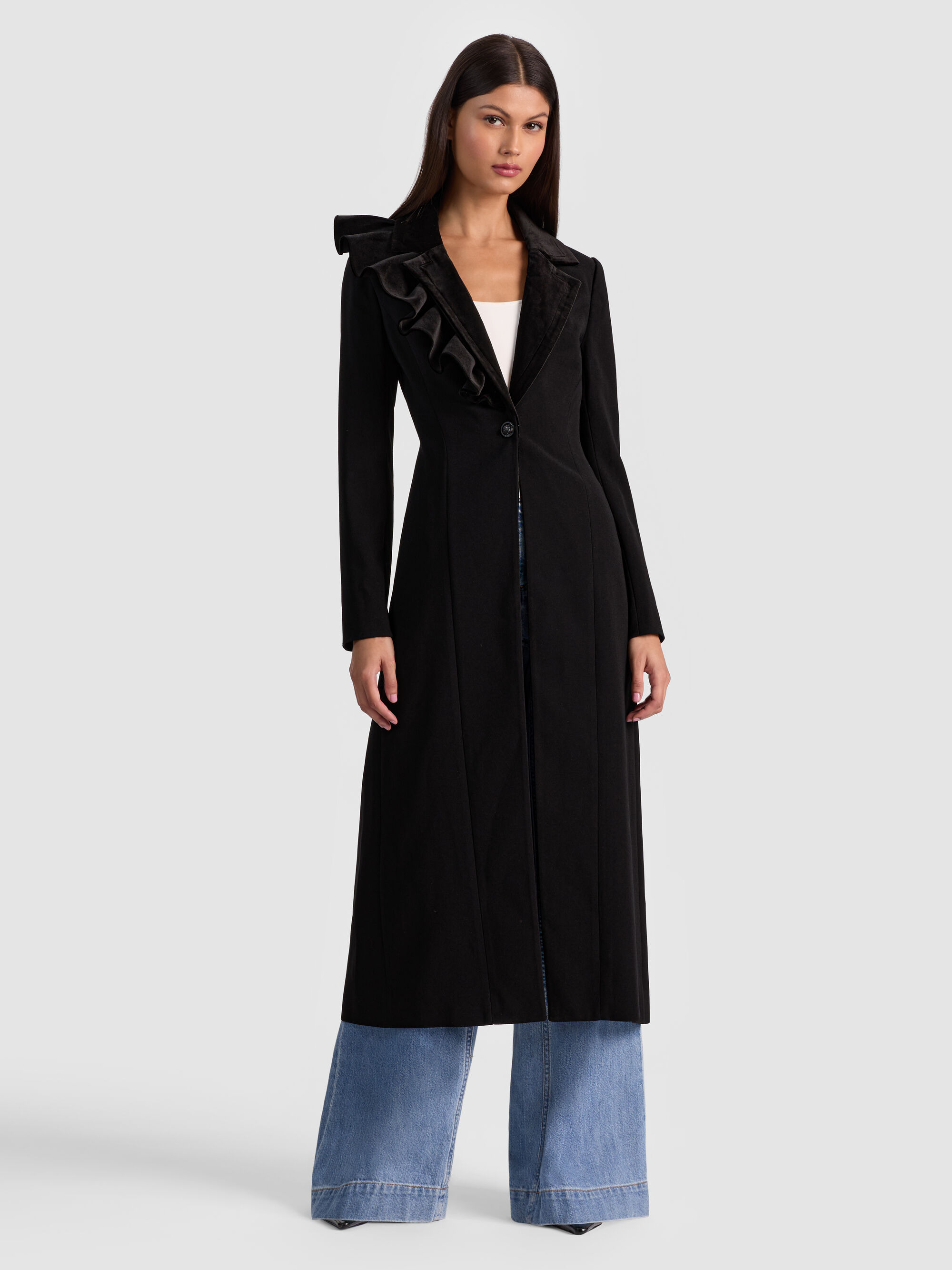 FAIE SLIM RUFFLE MAXI BLAZER - 6
