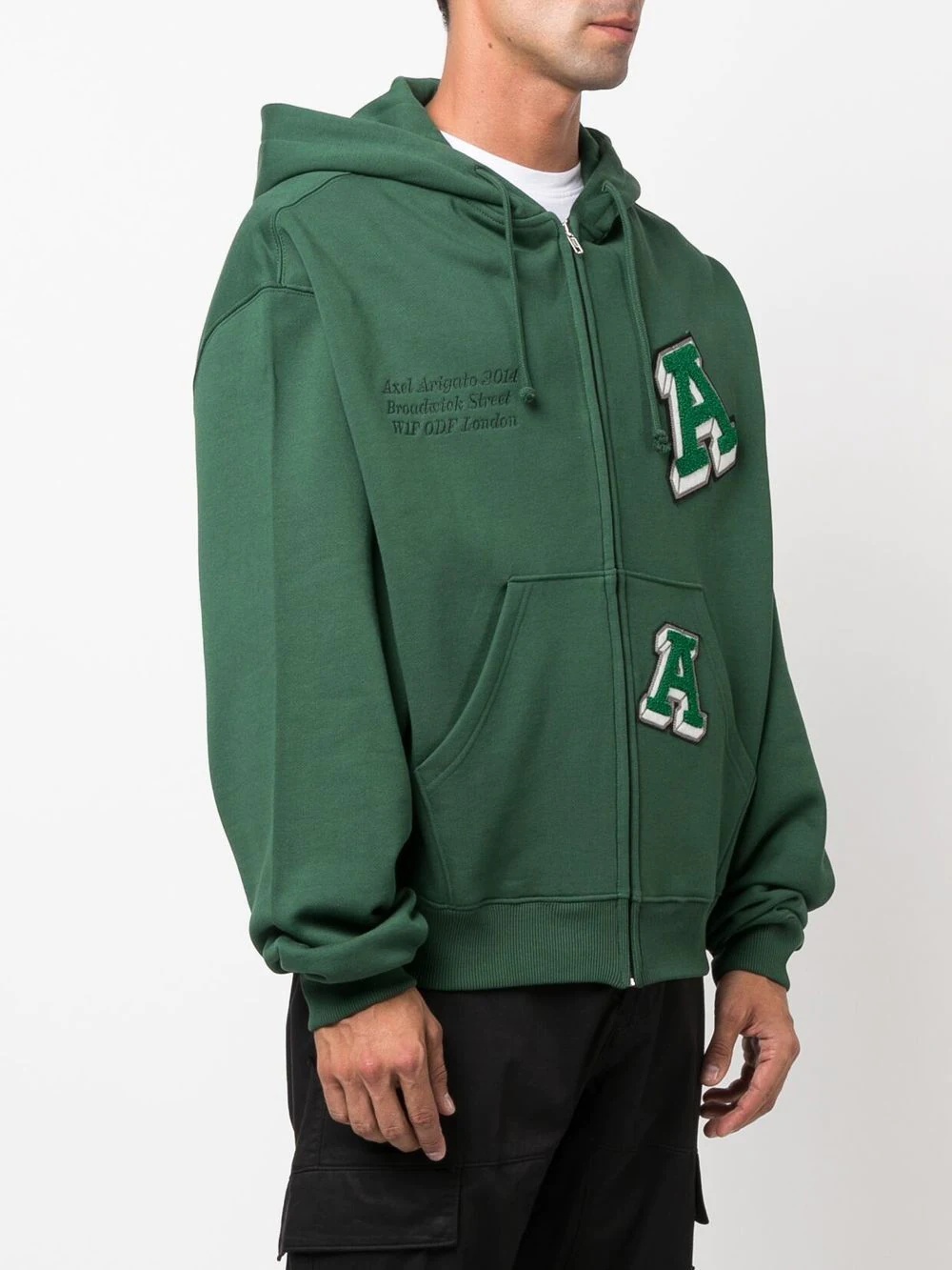 logo-patch zip-up hoodie - 3