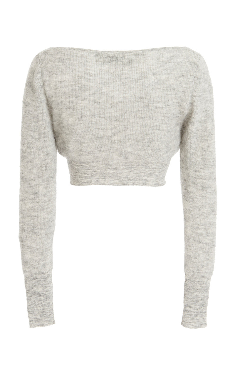 Alzou Cropped Mohair-Blend Cardigan grey 4